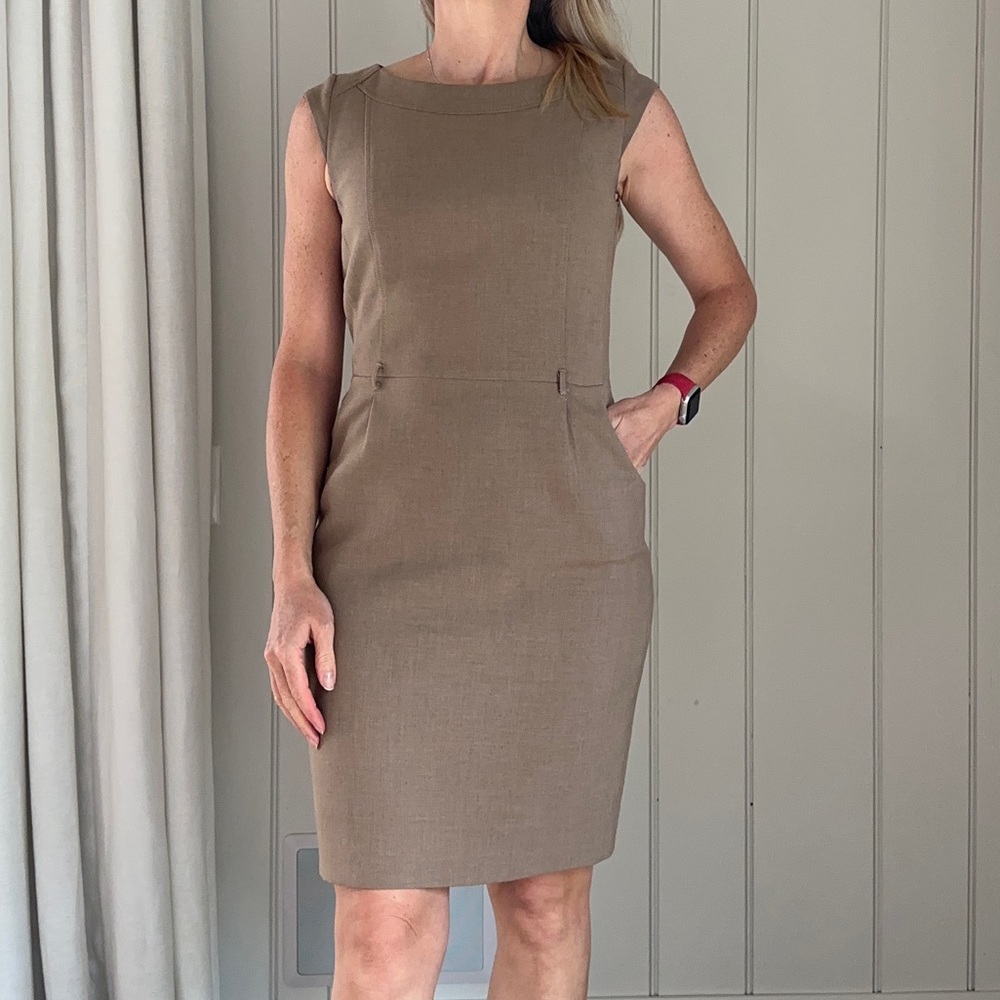 Camel coloured business dress.